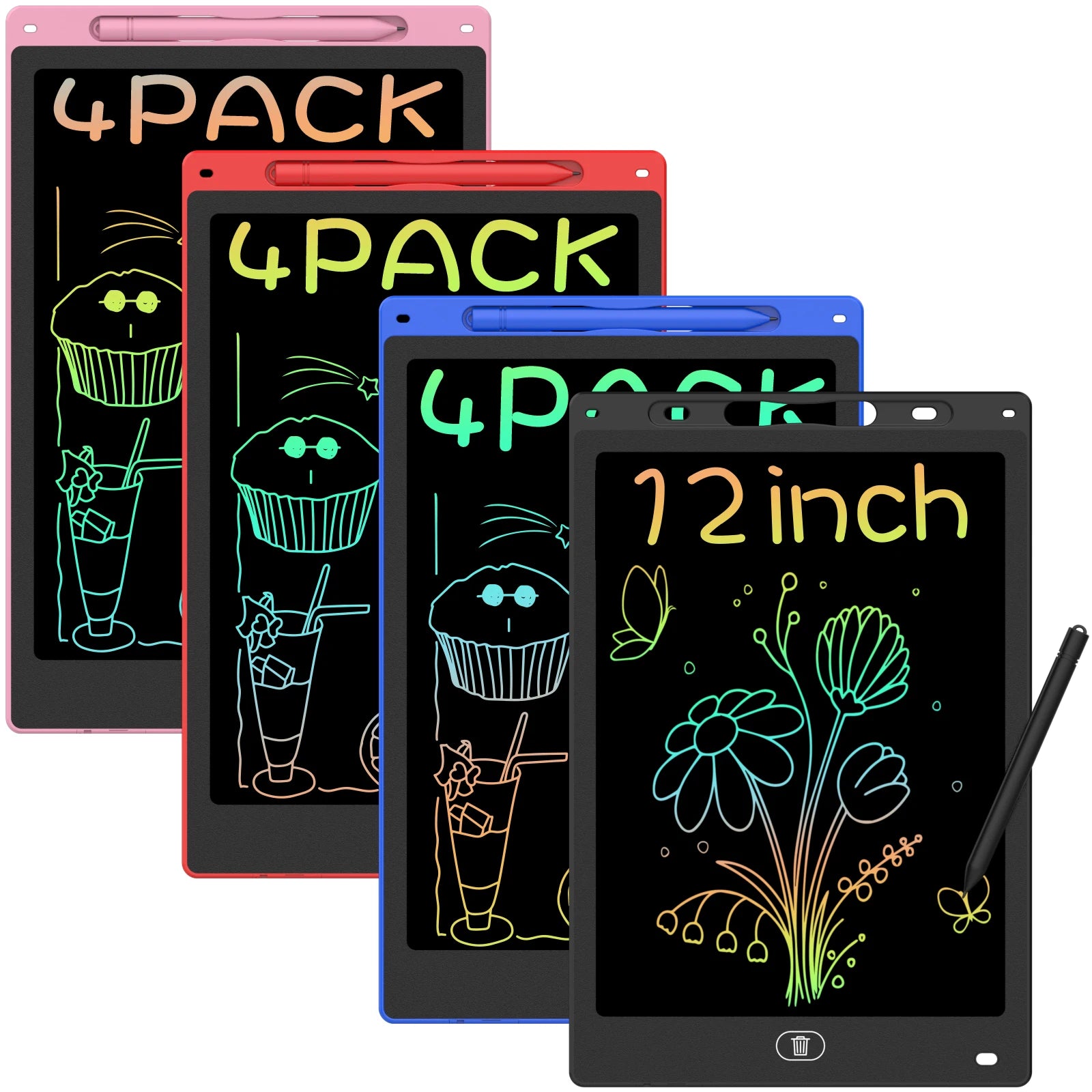 4pcs 12 Inch Writing Board Drawing Tablet for Kids, Large Electronic Drawing Pad, Digital Graphic Tablets Toy, Ideal for Travel