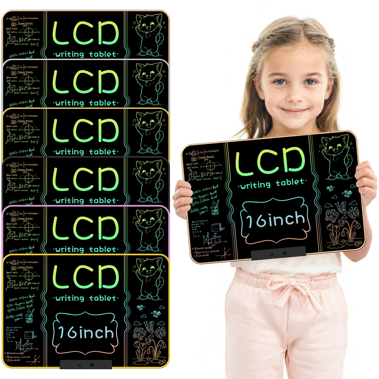 16 Inch Rechargeable LCD Drawing Board for Kids, Reusable Magic Writing Tablet with Stylus, Eco-Friendly Erasable Doodle Pad Toy